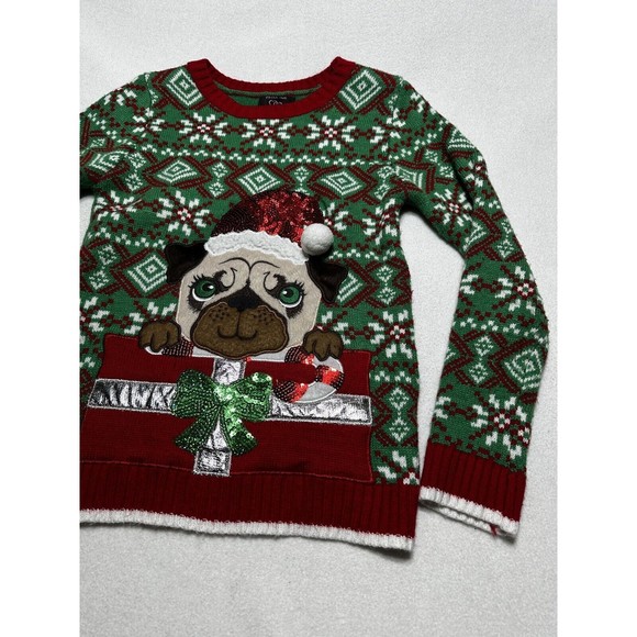 Pug Christmas Sweater It's Our Time Santa Christmas Present Large Youth Dog - Picture 1 of 11